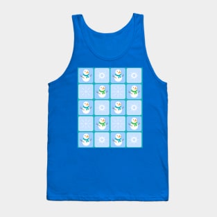 Winter checkered pattern snowflakes and snowman Tank Top